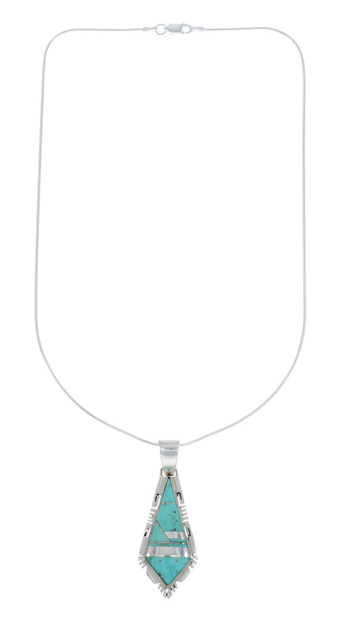 Southwest Turquoise Inlay Sterling Silver Snake Chain Necklace Set JX129201